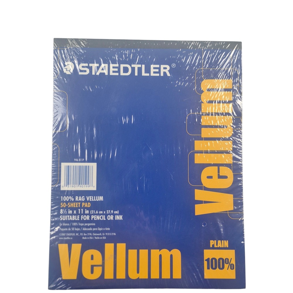 Vellum Pad Staedtler 8.5x11 White 100% Rag Plain 946 811P